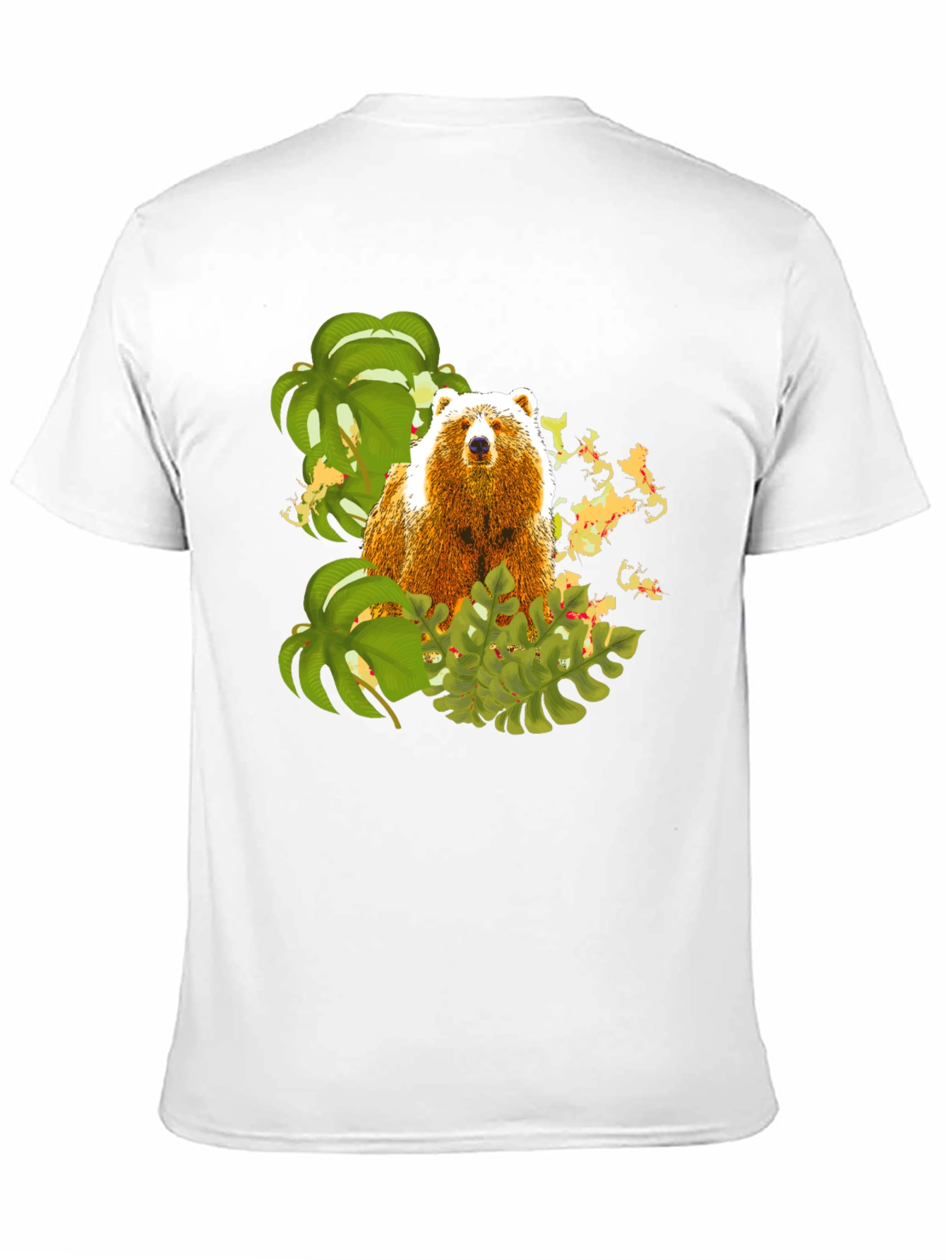 Bear and Tropical Leaves Graphic Tee