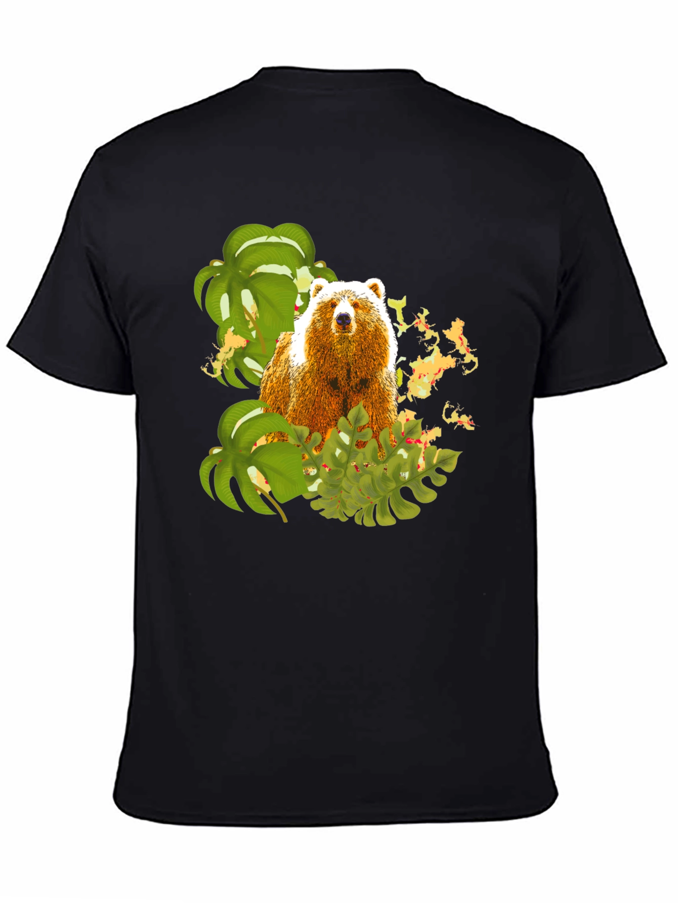 Bear and Tropical Leaves Graphic Tee