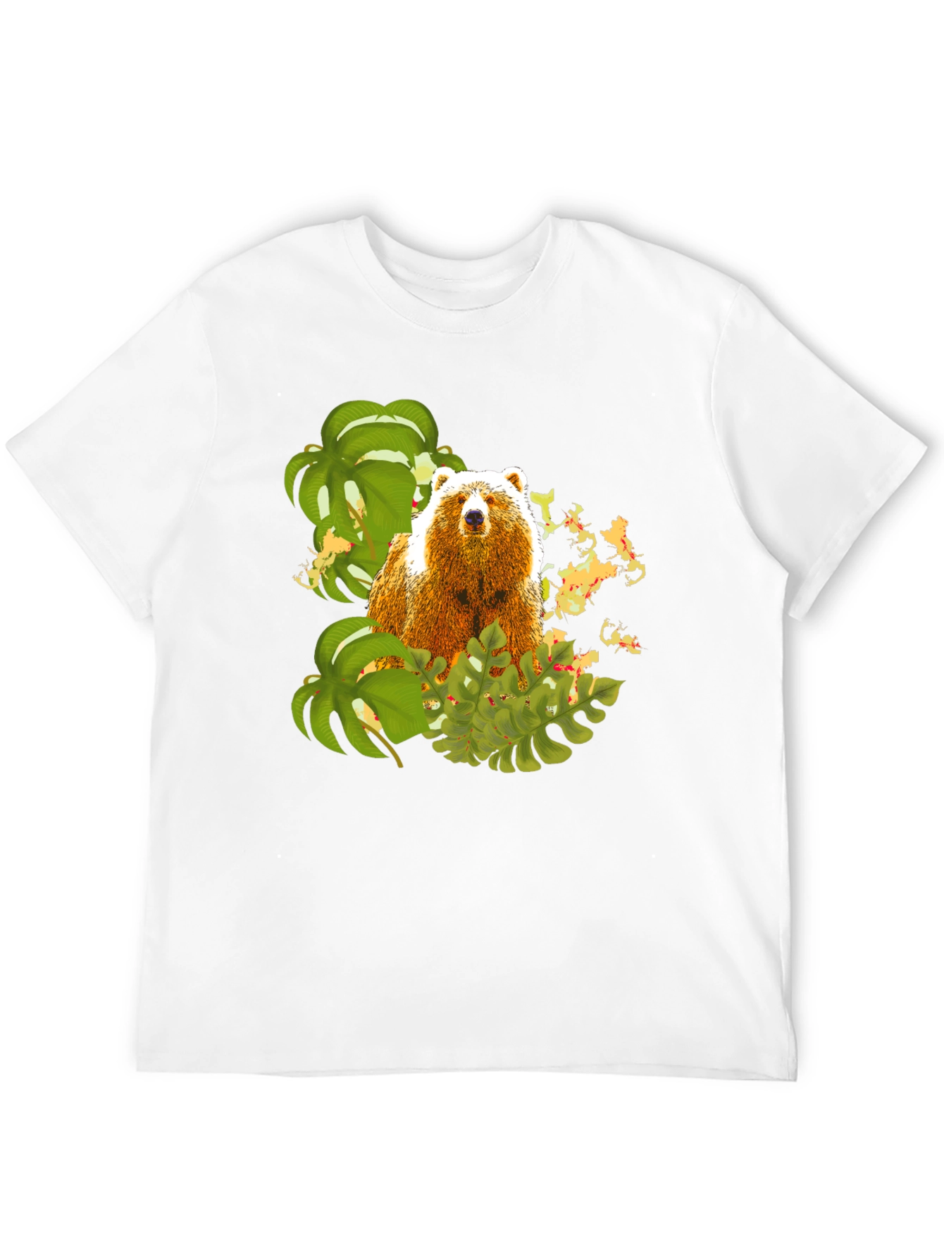 Bear and Tropical Leaves Graphic Tee