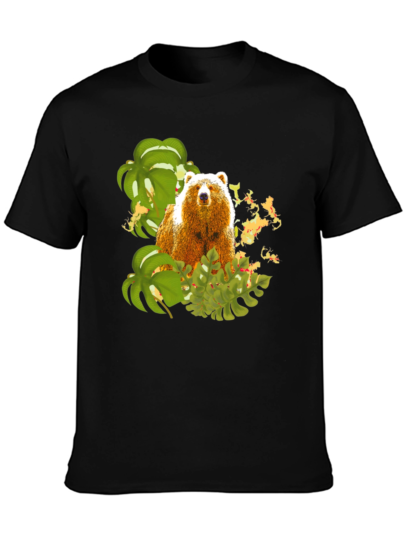 Bear and Tropical Leaves Graphic Tee
