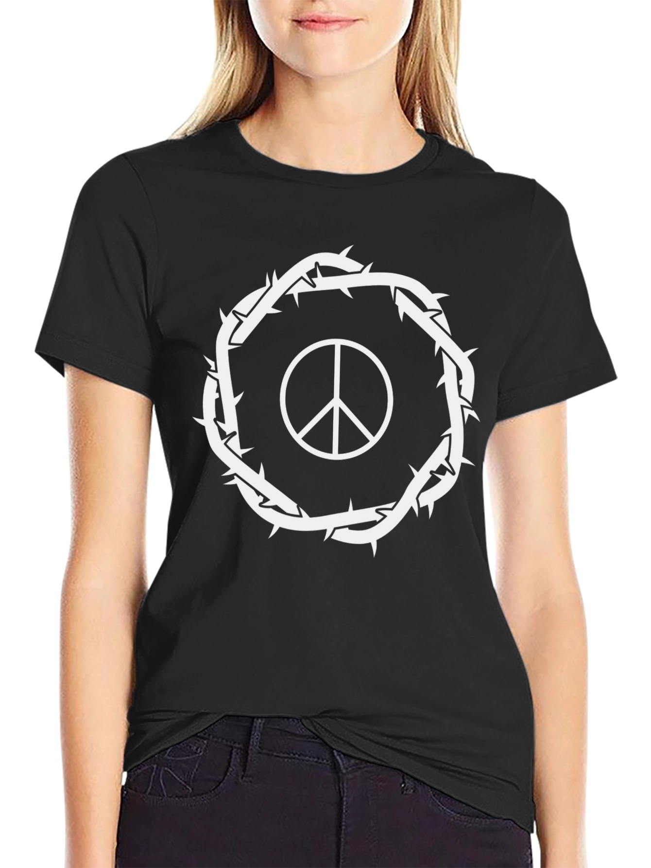 Peace Sign Crown of Thorns Graphic T-Shirt
