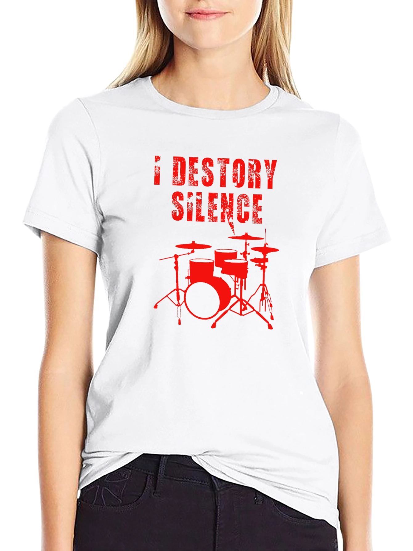 Destroy Silence Drum Set Graphic T-Shirt