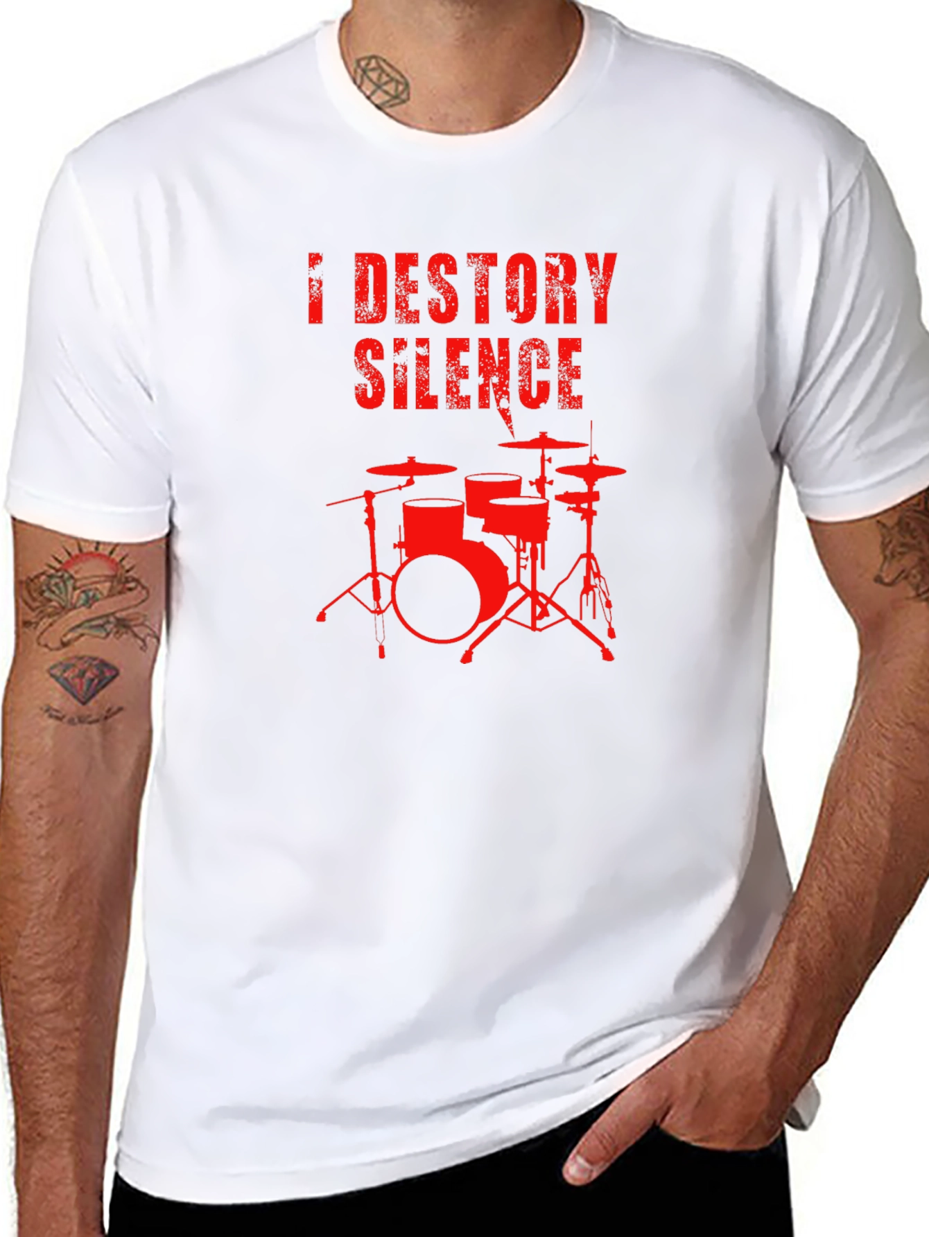 Destroy Silence Drum Set Graphic T-Shirt