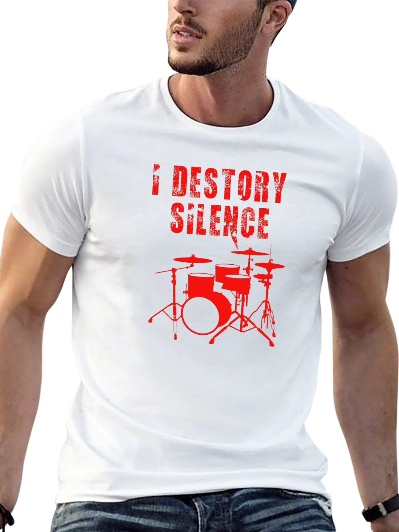 Destroy Silence Drum Set Graphic T-Shirt