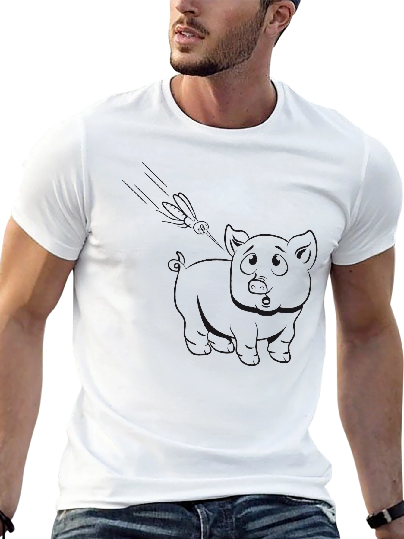 Mens Black Graphic Tee - Minimalist Design