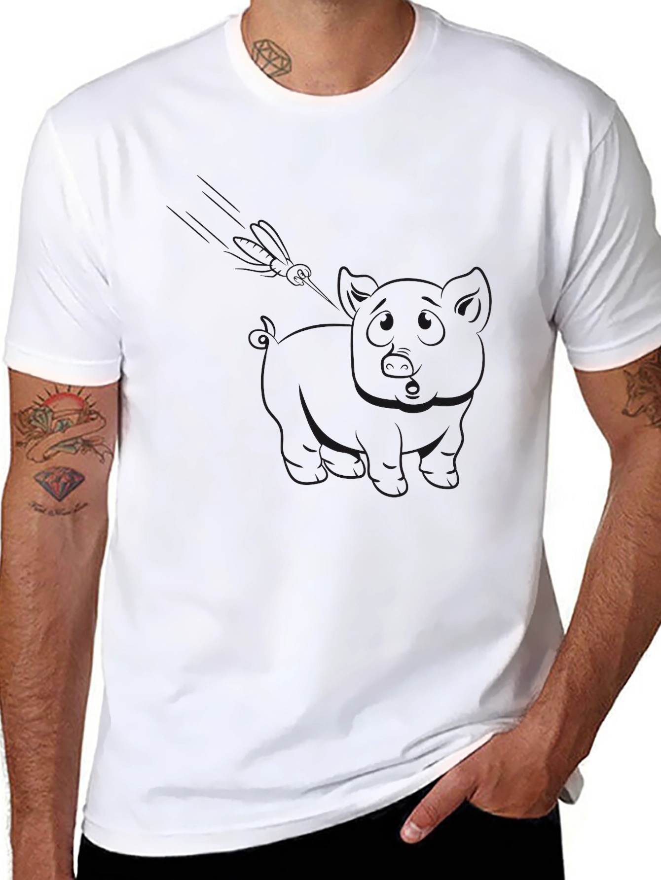 Mens Black Graphic Tee - Minimalist Design