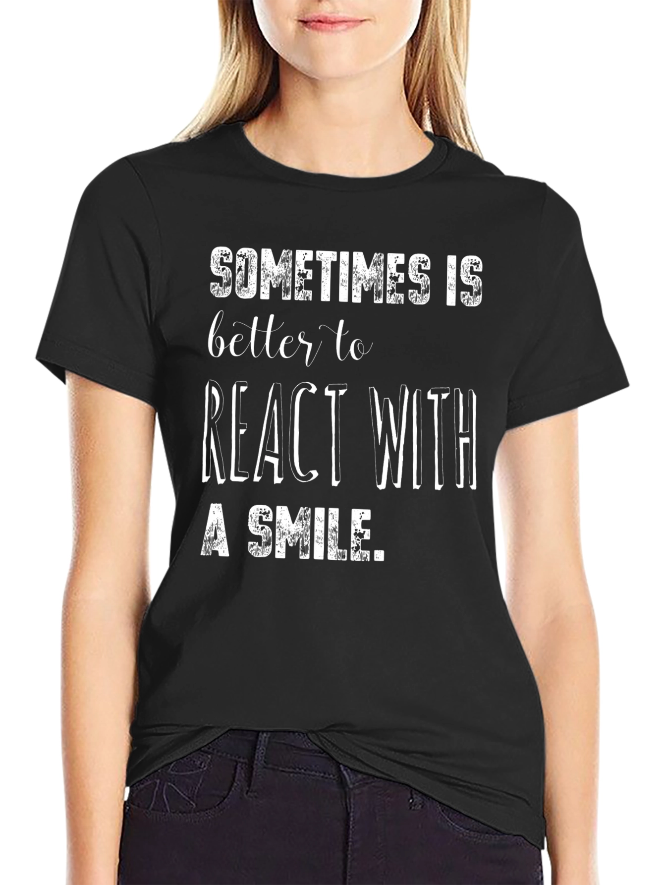 React with a Smile Black T-Shirt