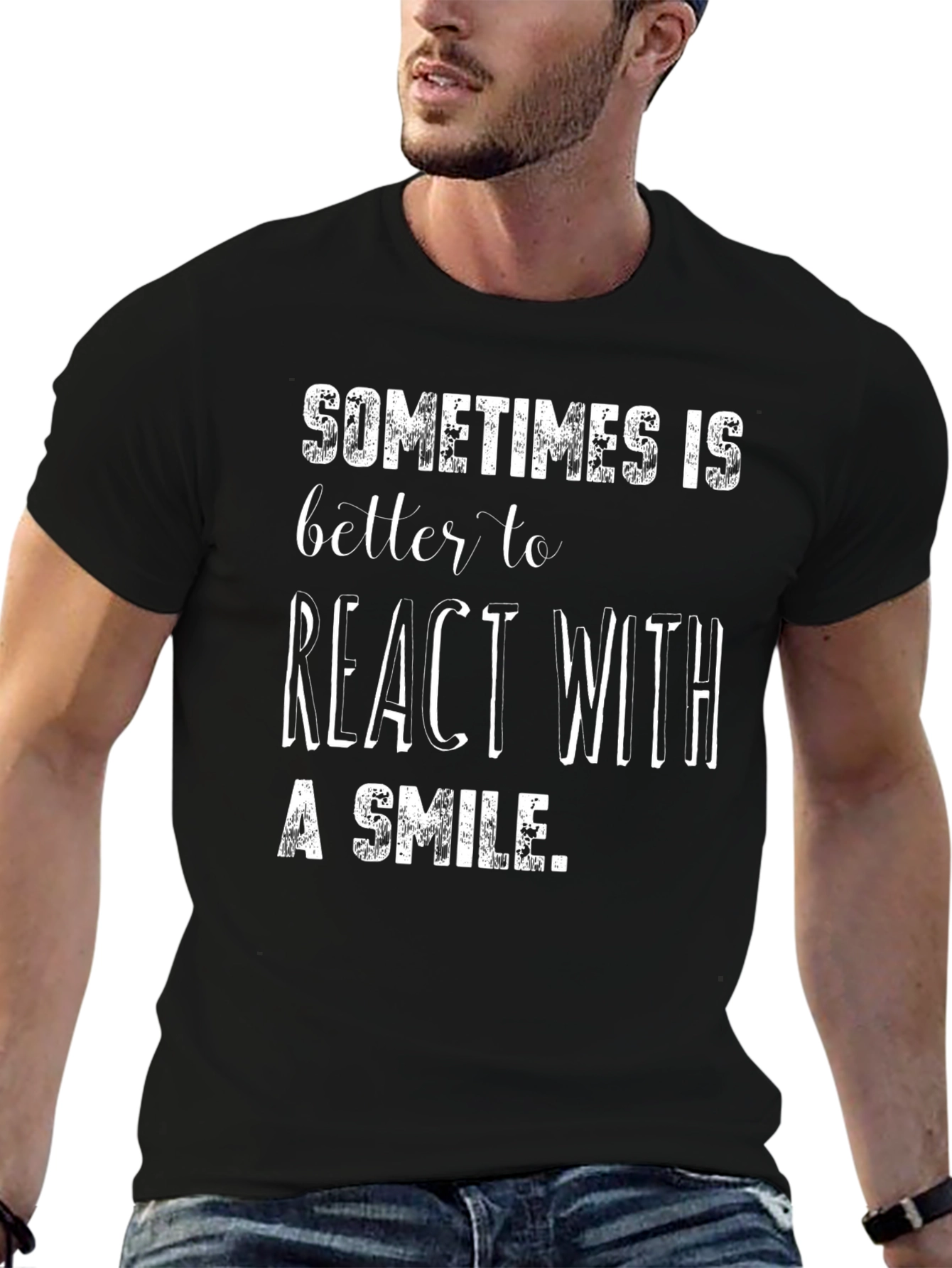 React with a Smile Black T-Shirt