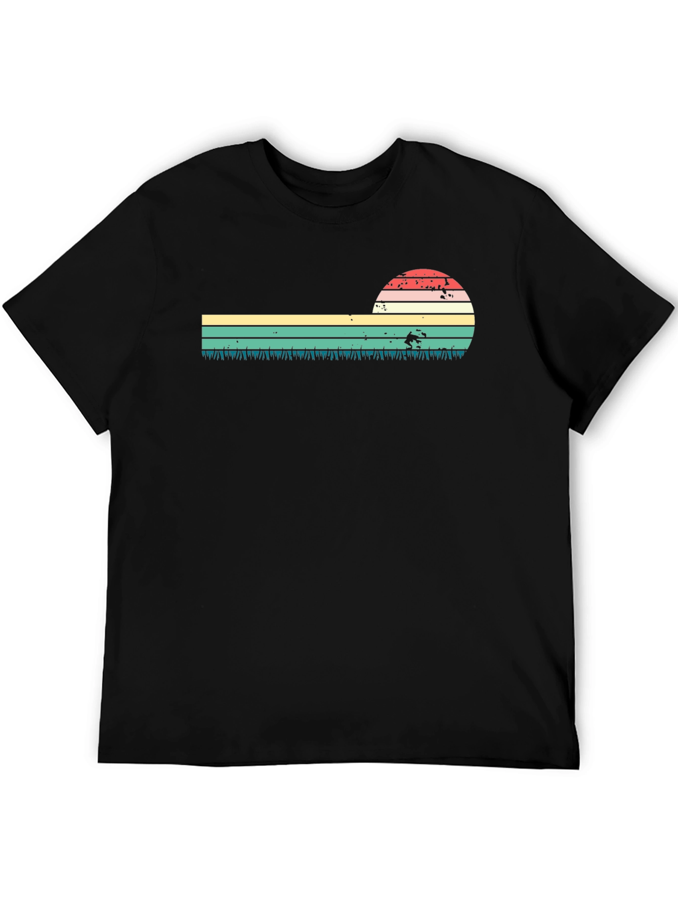 Retro Sunset Black T-Shirt