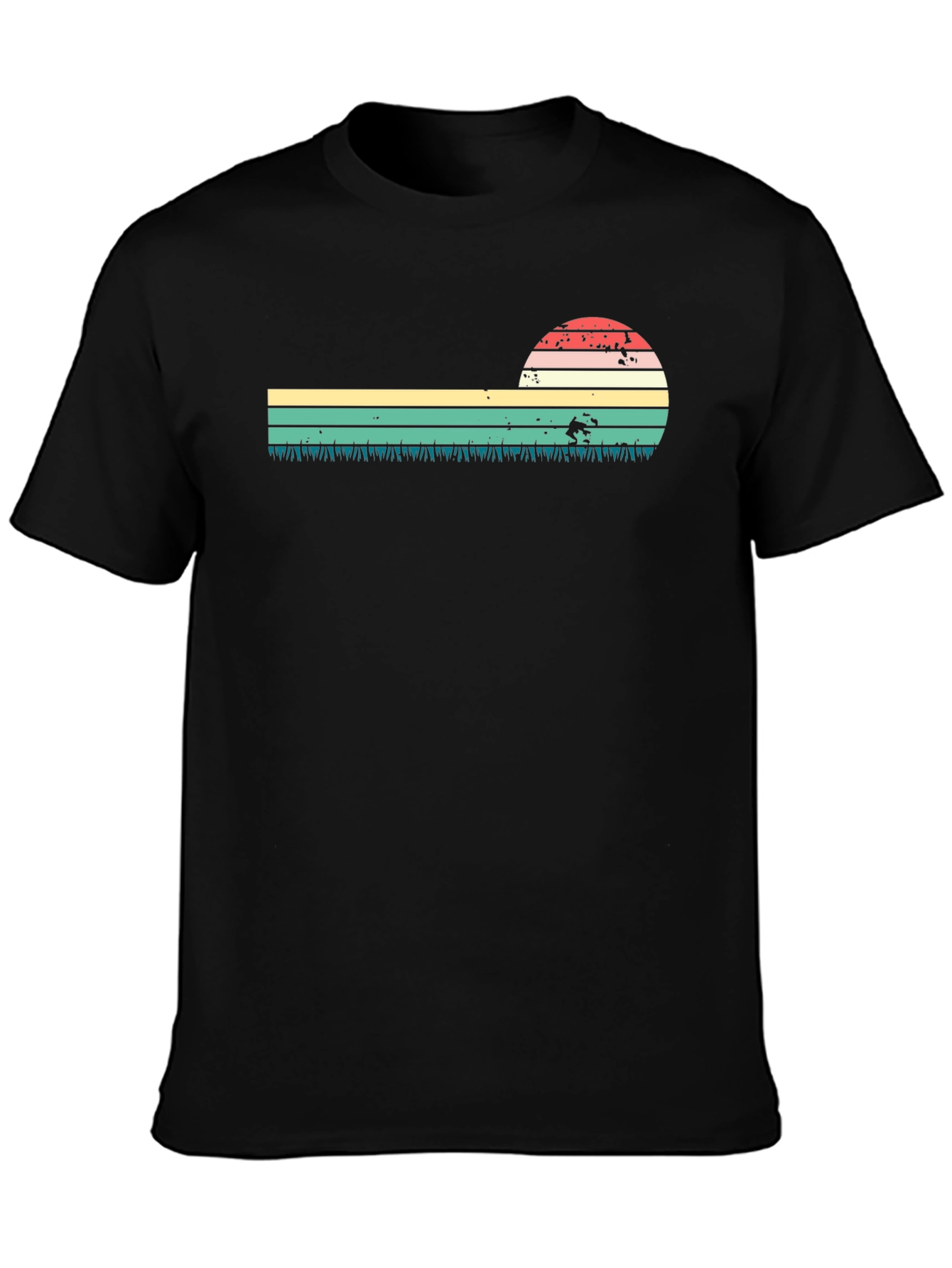 Retro Sunset Black T-Shirt