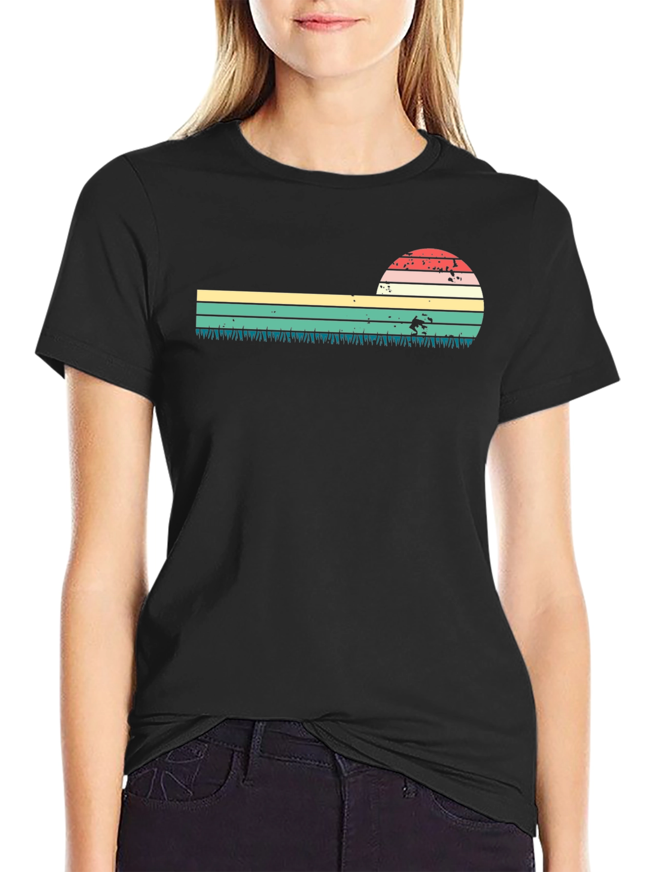 Retro Sunset Black T-Shirt