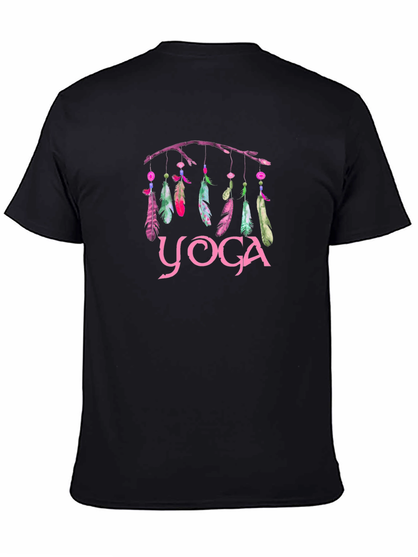 Yoga Feather Dreamcatcher Graphic Tee - Black