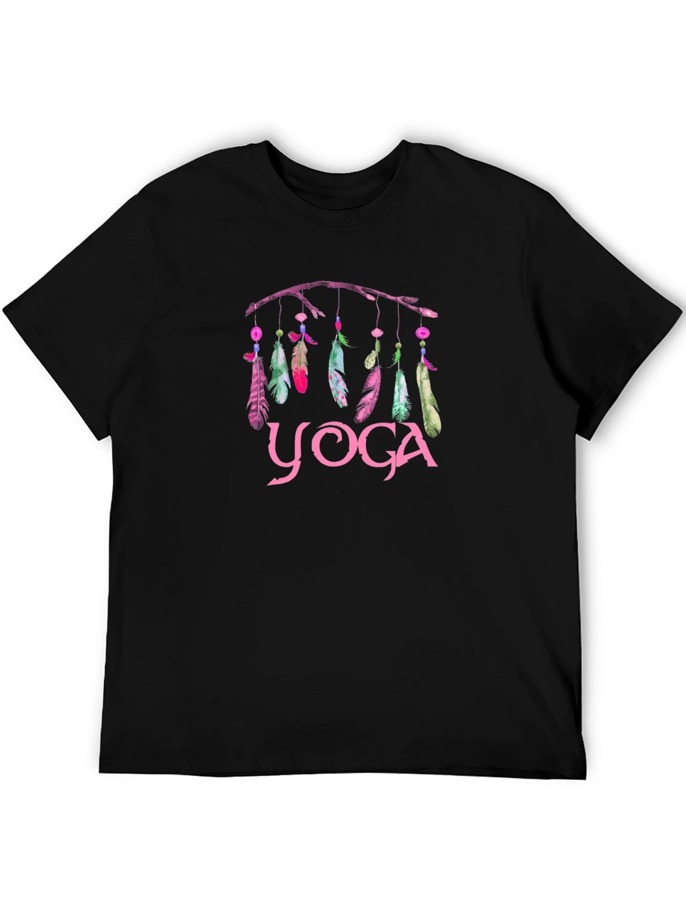 Yoga Feather Dreamcatcher Graphic Tee - Black