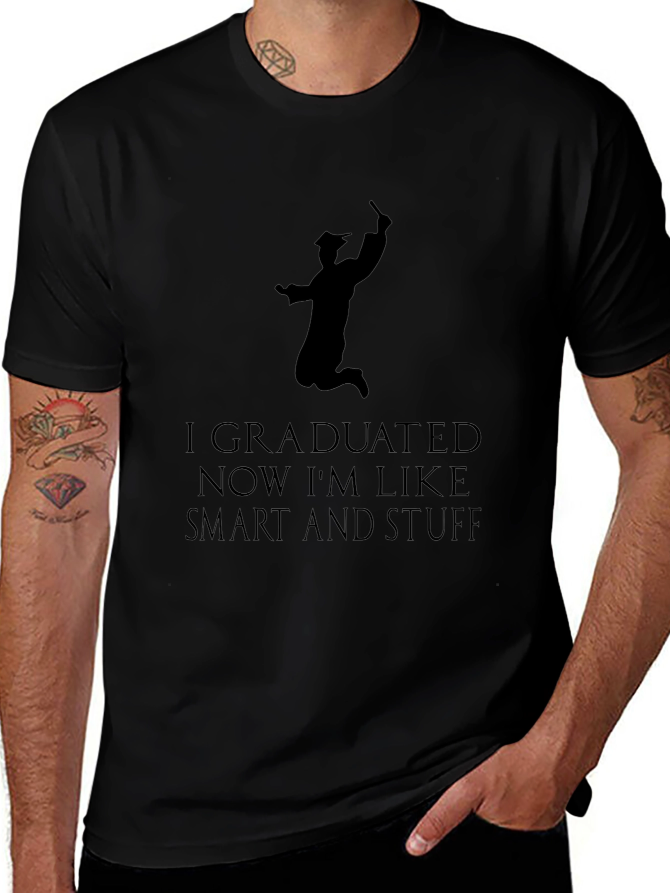 Graduated Smart & Stuff Black T-Shirt