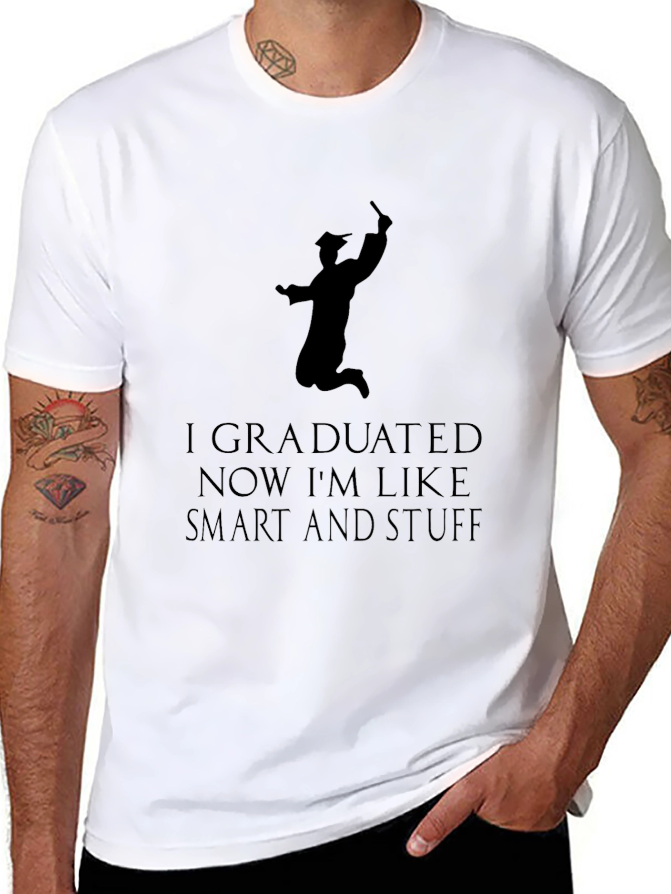Graduated Smart & Stuff Black T-Shirt