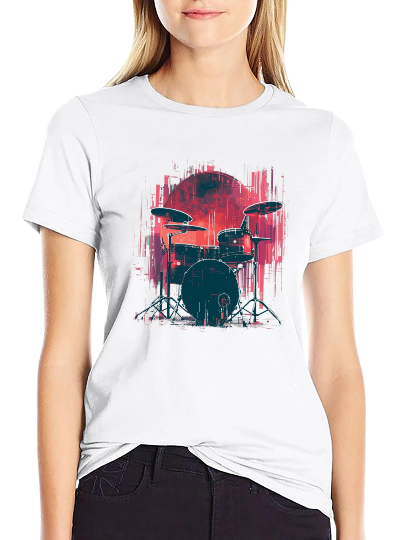 Drum Set Graphic Tee - Rock Music T-Shirt