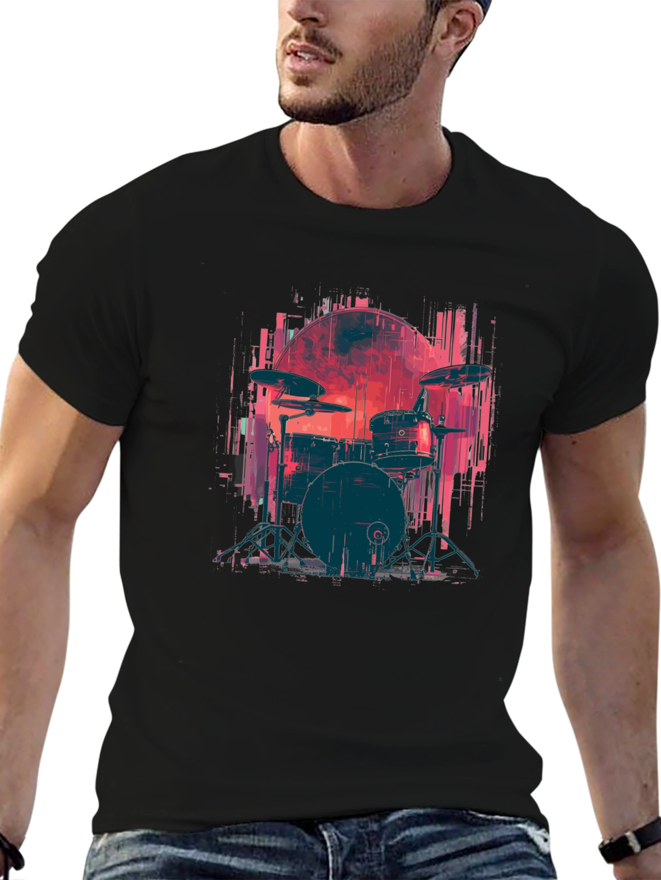Drum Set Graphic Tee - Rock Music T-Shirt