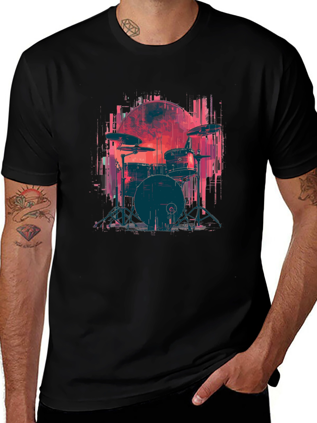 Drum Set Graphic Tee - Rock Music T-Shirt
