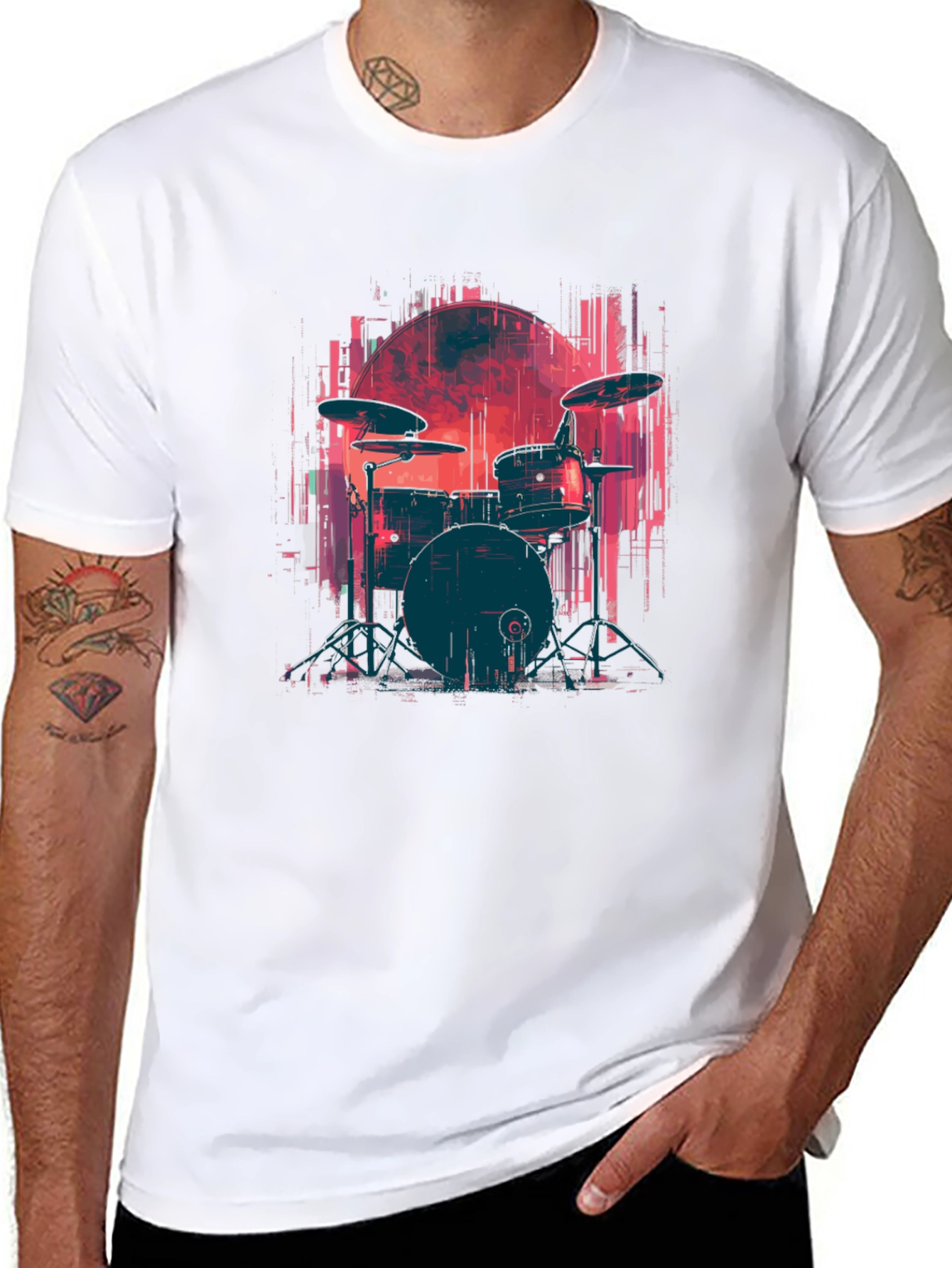Drum Set Graphic Tee - Rock Music T-Shirt