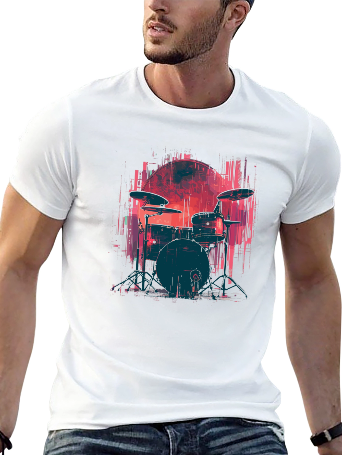 Drum Set Graphic Tee - Rock Music T-Shirt