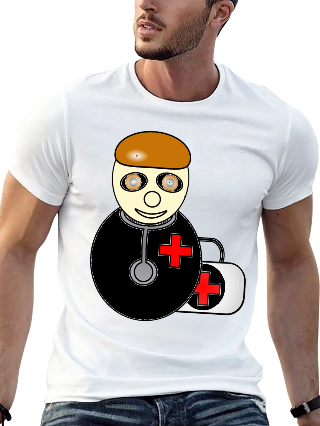Cartoon Doctor Graphic T-Shirt