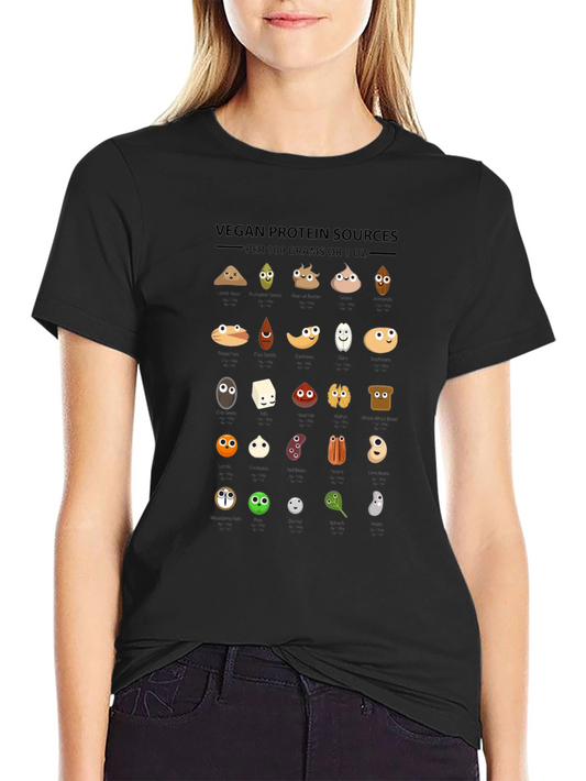 Vegan Protein Sources T-Shirt - Funny Nutrition Tee