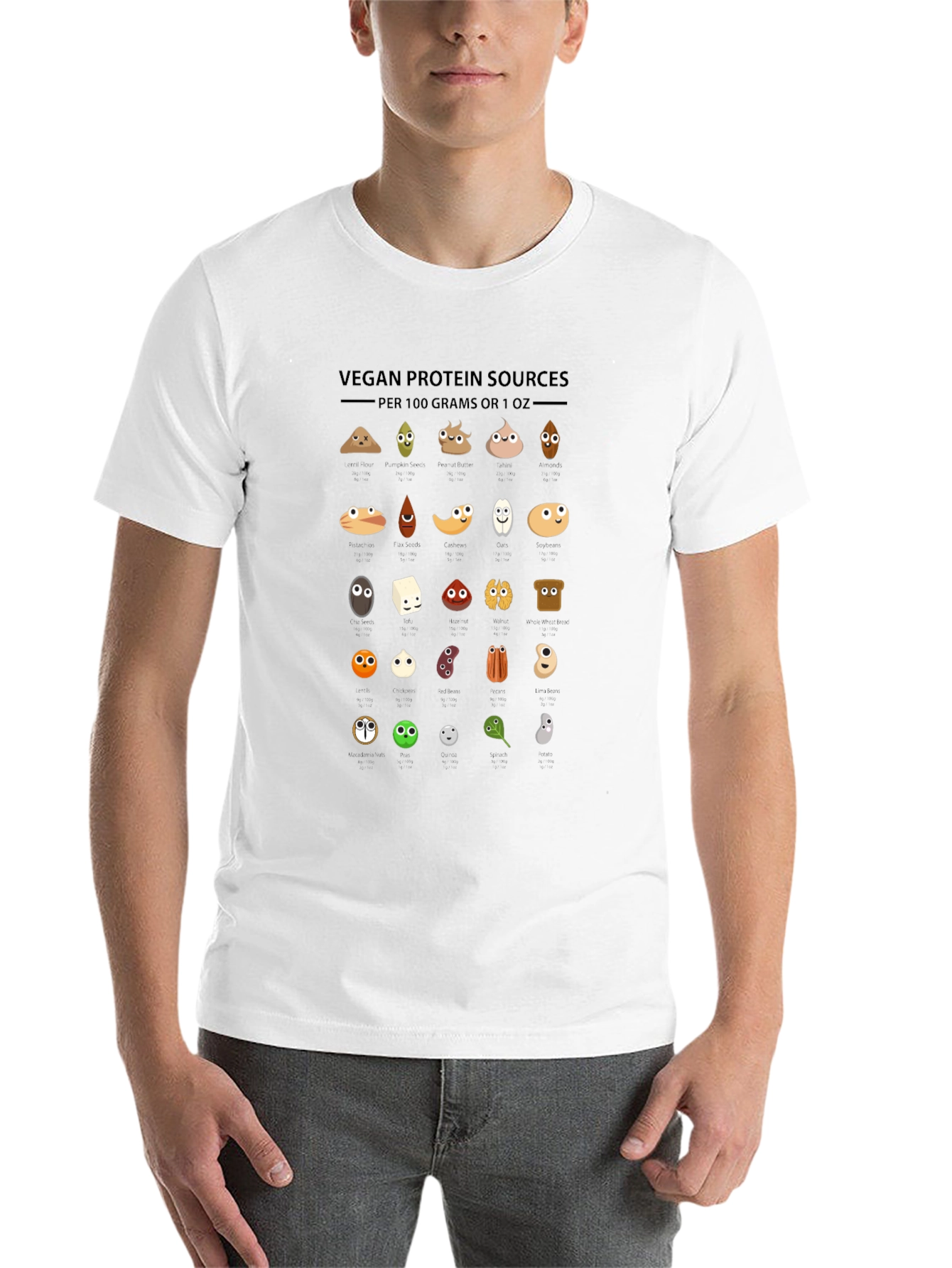 Vegan Protein Sources T-Shirt - Funny Nutrition Tee