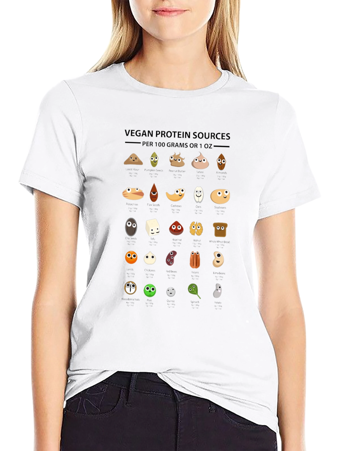 Vegan Protein Sources T-Shirt - Funny Nutrition Tee