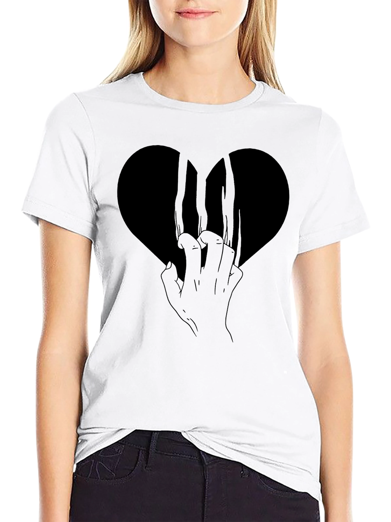 Black Heart Hand Claw Graphic Tee - Mens