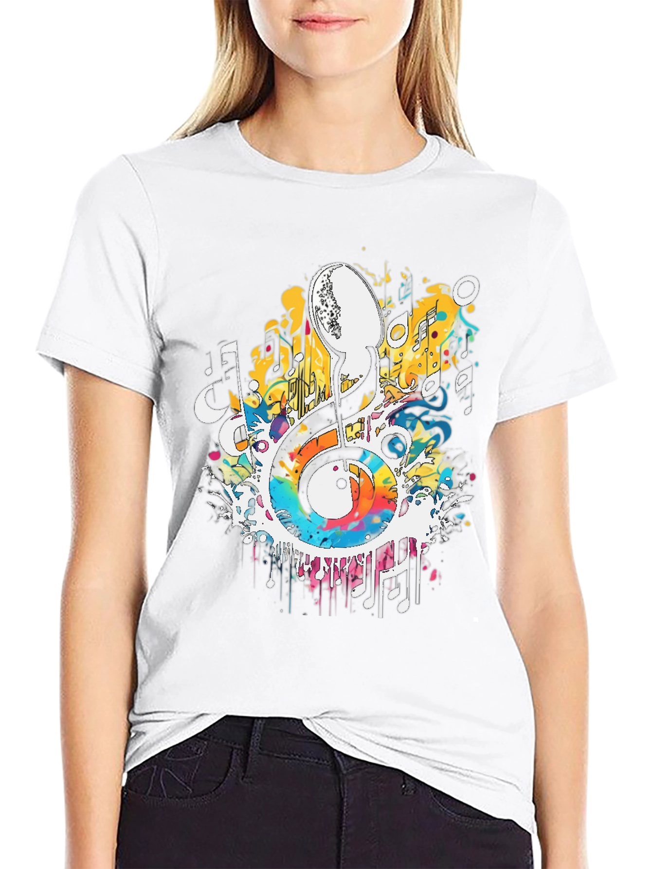 Musical Note Graphic Tee - Artistic Splash Design