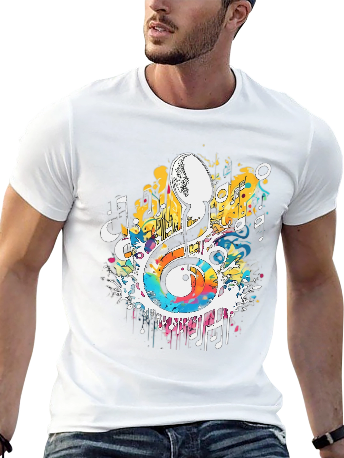 Musical Note Graphic Tee - Artistic Splash Design
