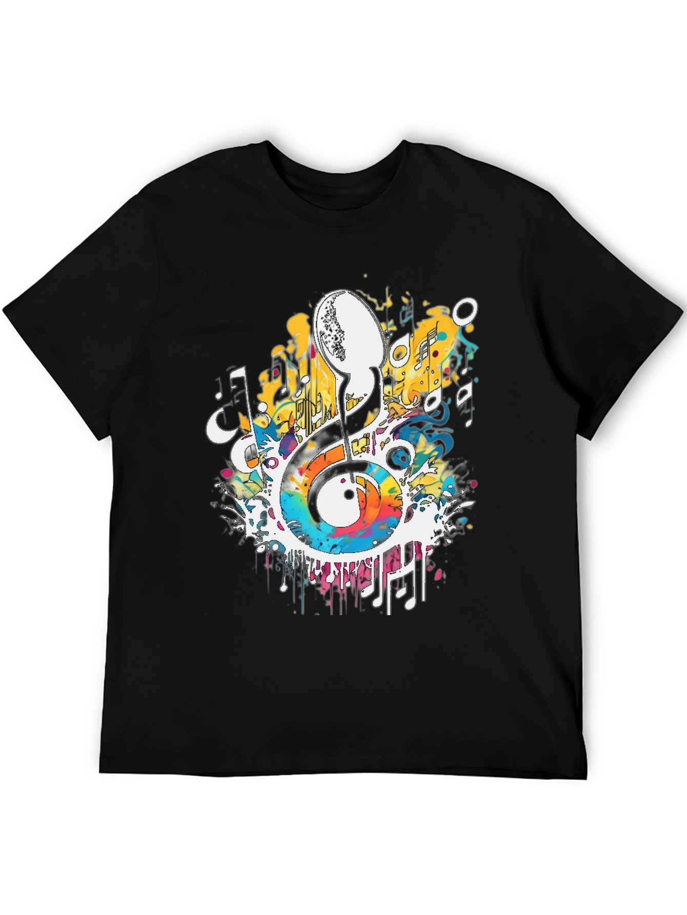 Musical Note Graphic Tee - Artistic Splash Design