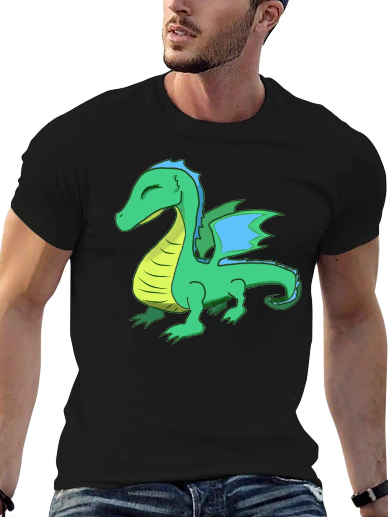 Dragon Graphic Tee - Black Cotton T-Shirt