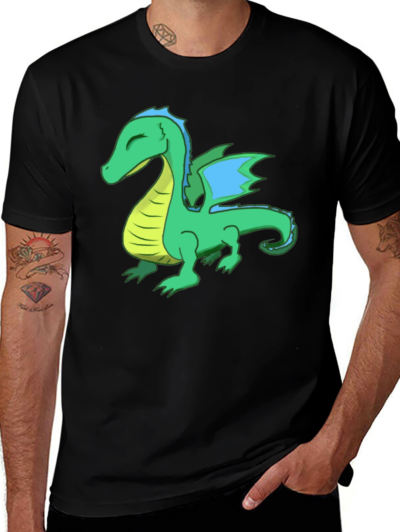 Dragon Graphic Tee - Black Cotton T-Shirt