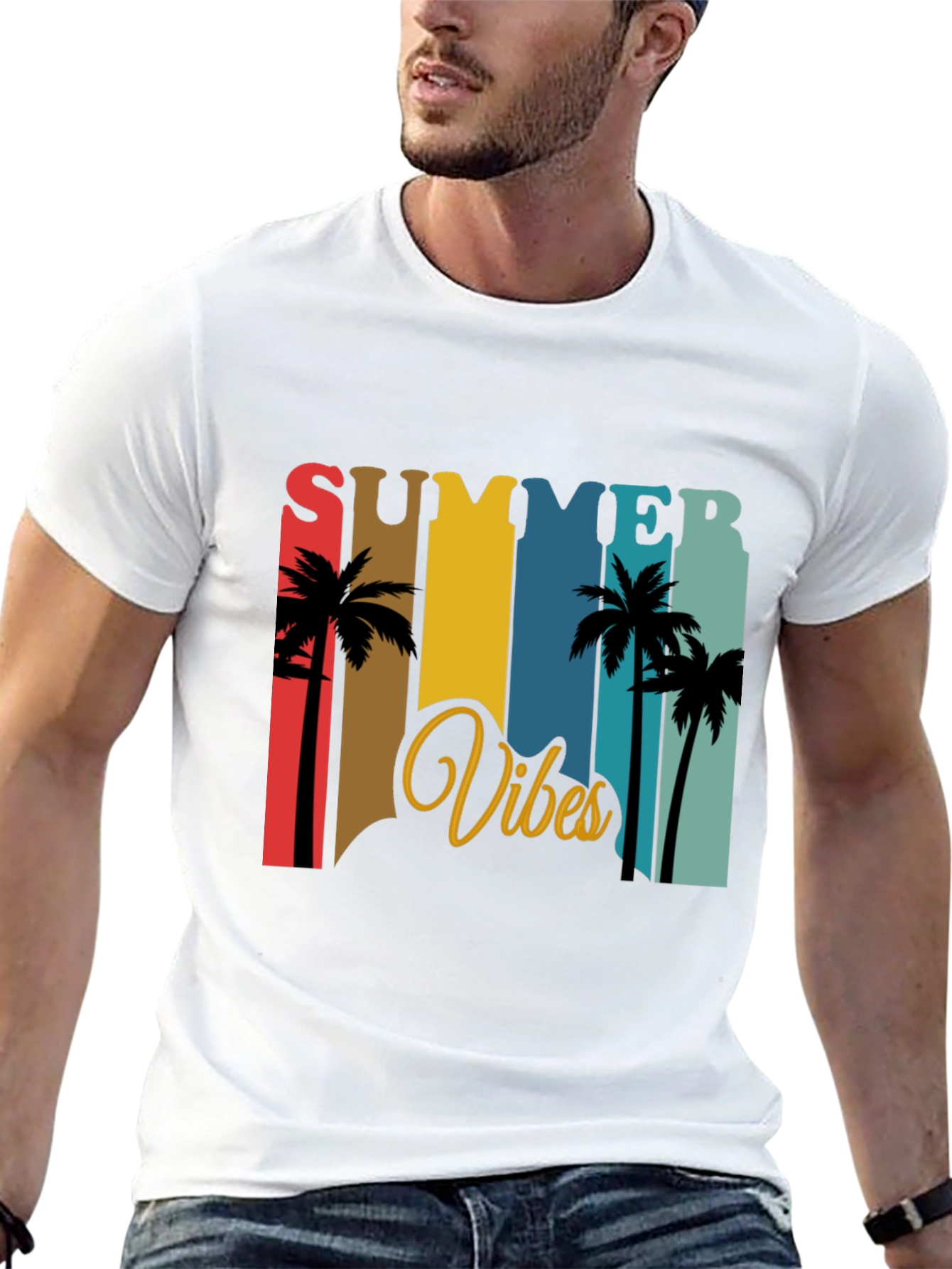 Summer Vibes Graphic T-Shirt - Palm Tree Design