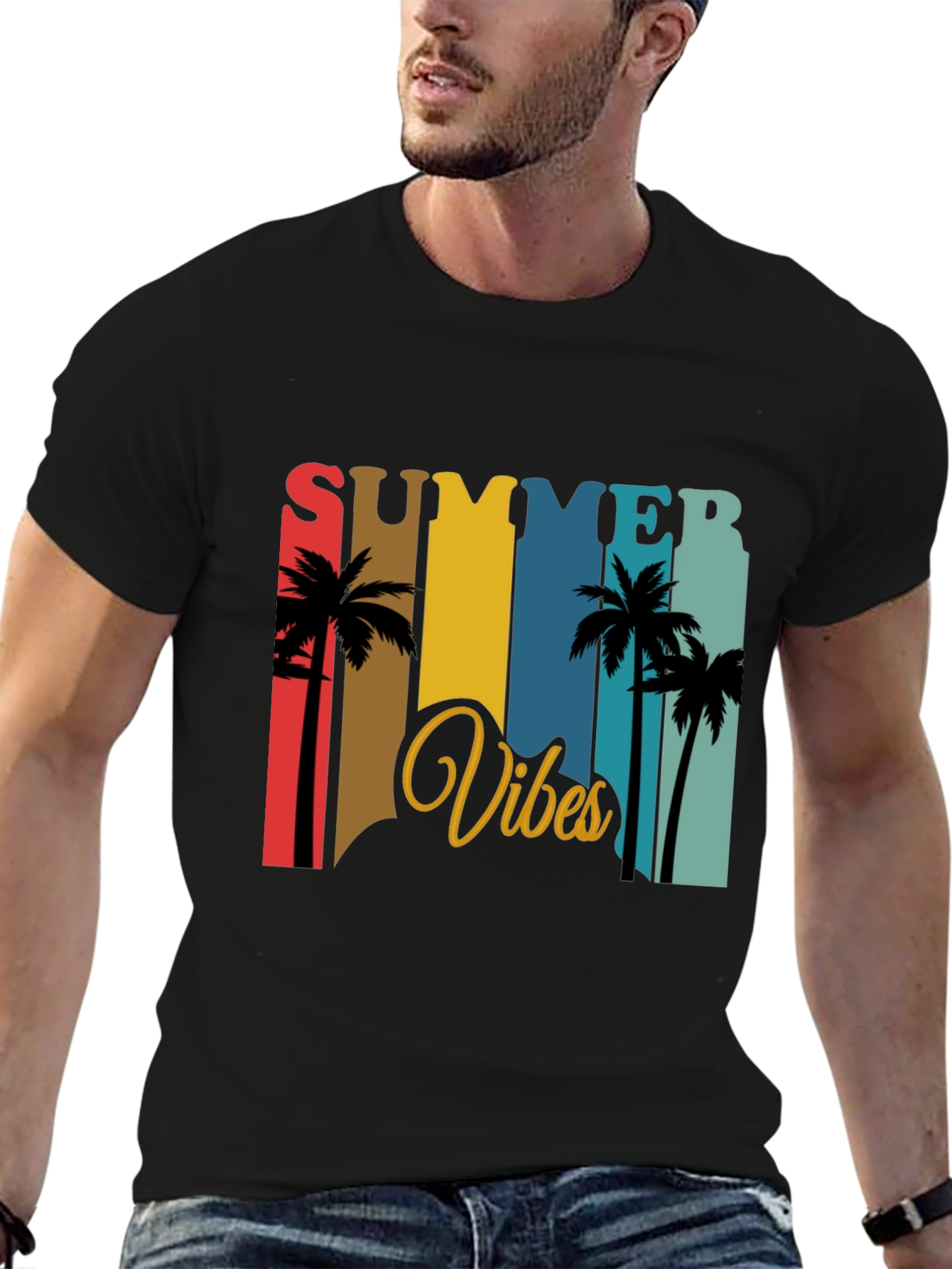 Summer Vibes Graphic T-Shirt - Palm Tree Design