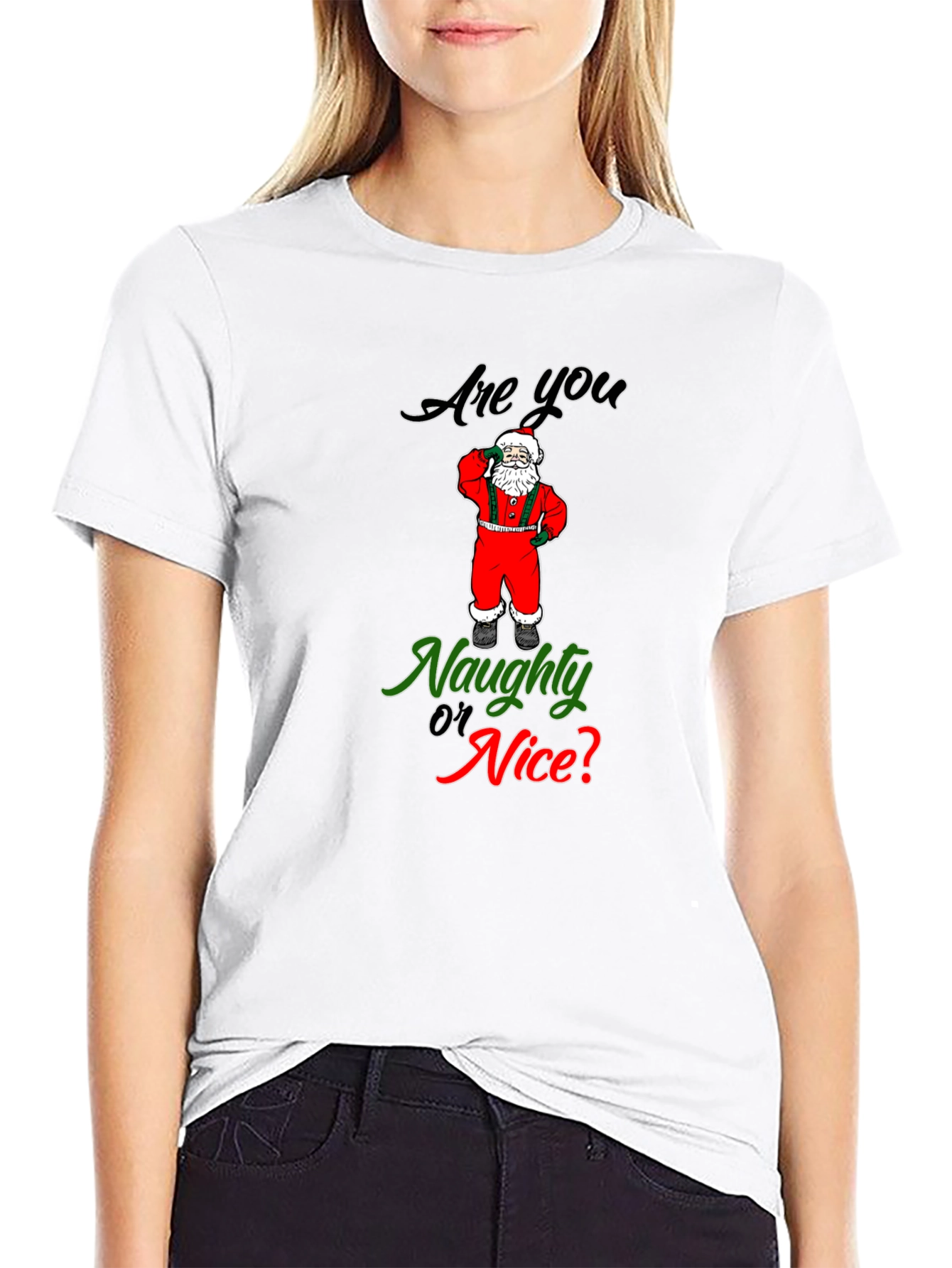 Naughty or Nice Santa T-Shirt Christmas Holiday Tee