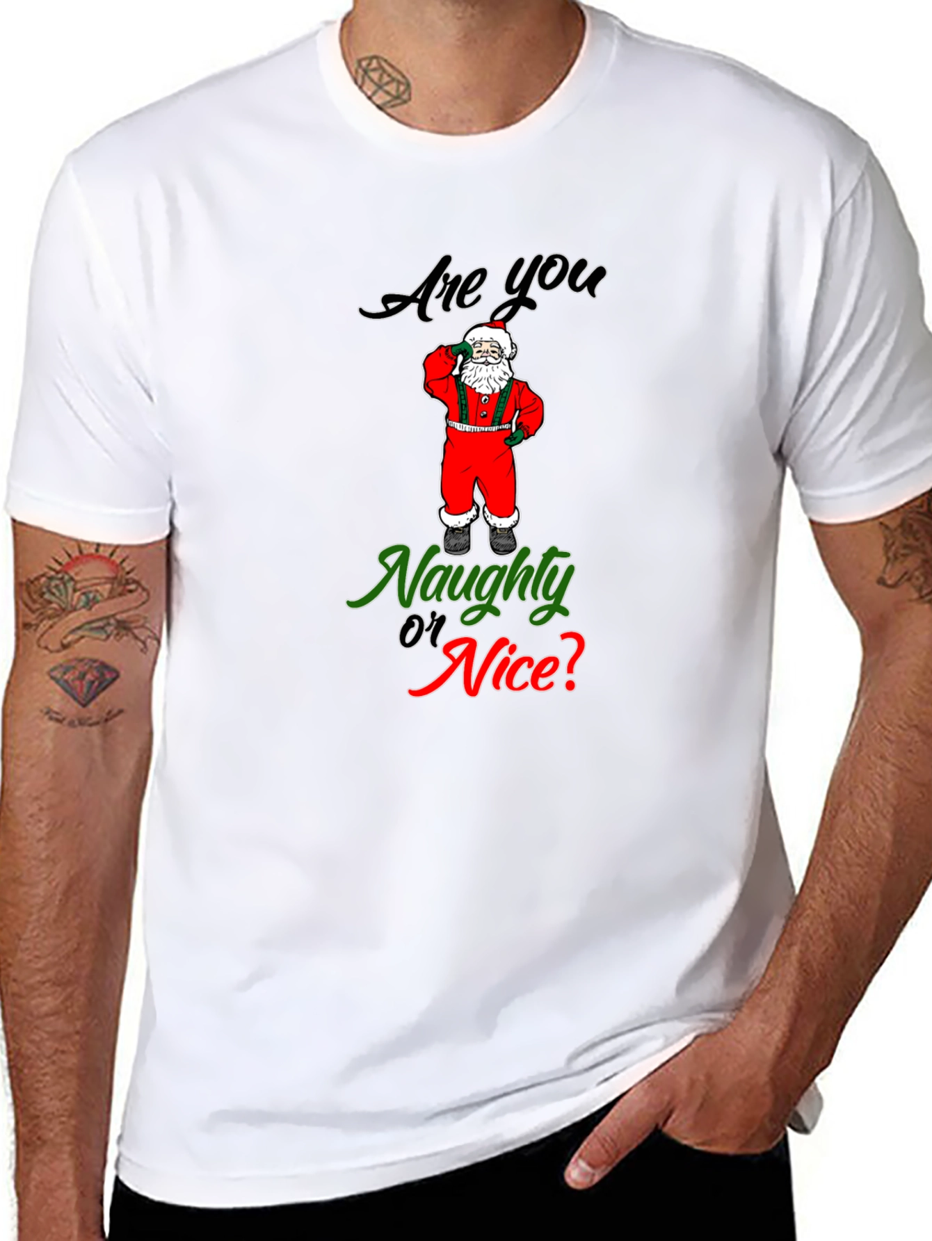 Naughty or Nice Santa T-Shirt Christmas Holiday Tee