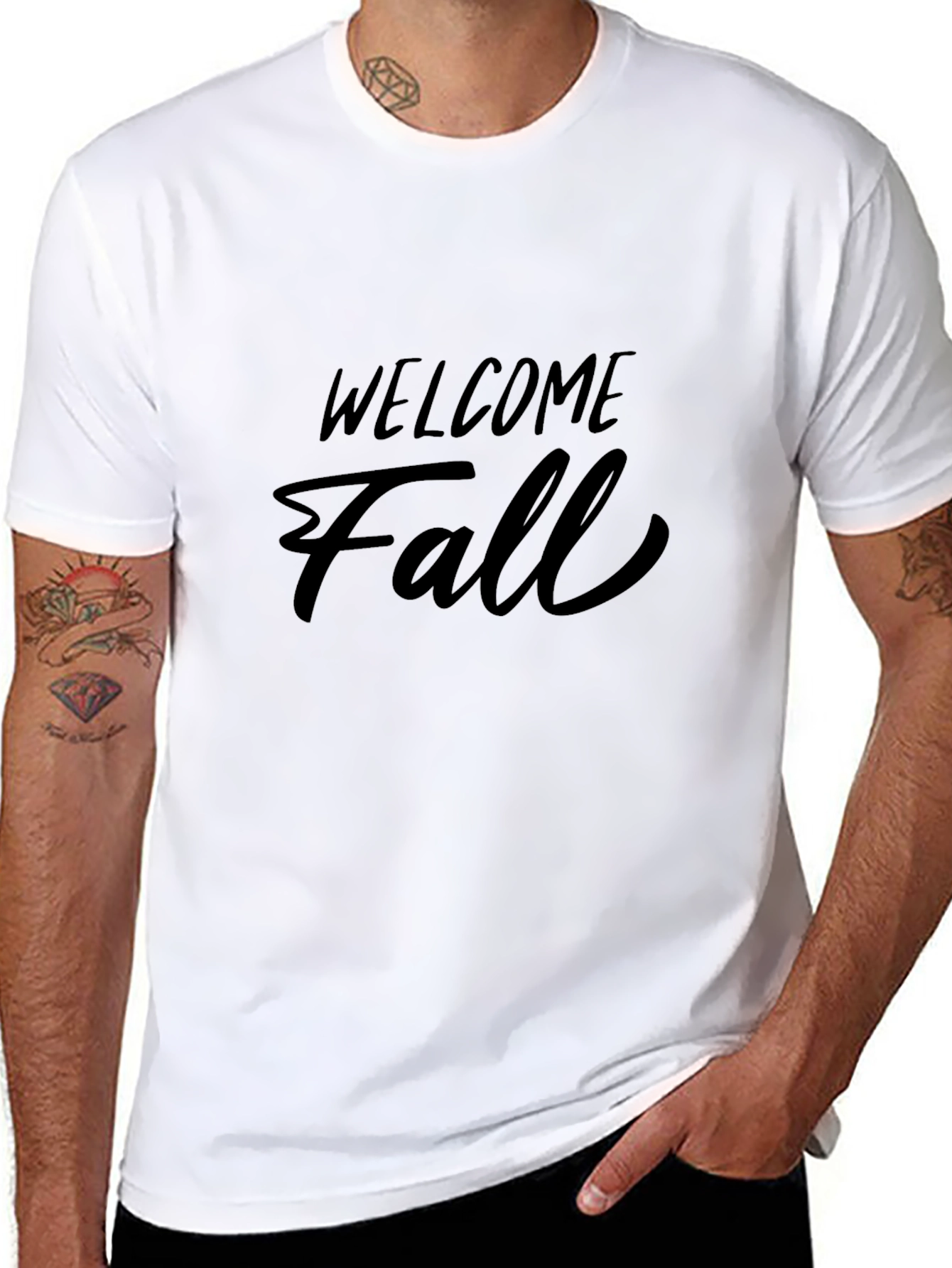 Welcome Fall Black Graphic T-Shirt
