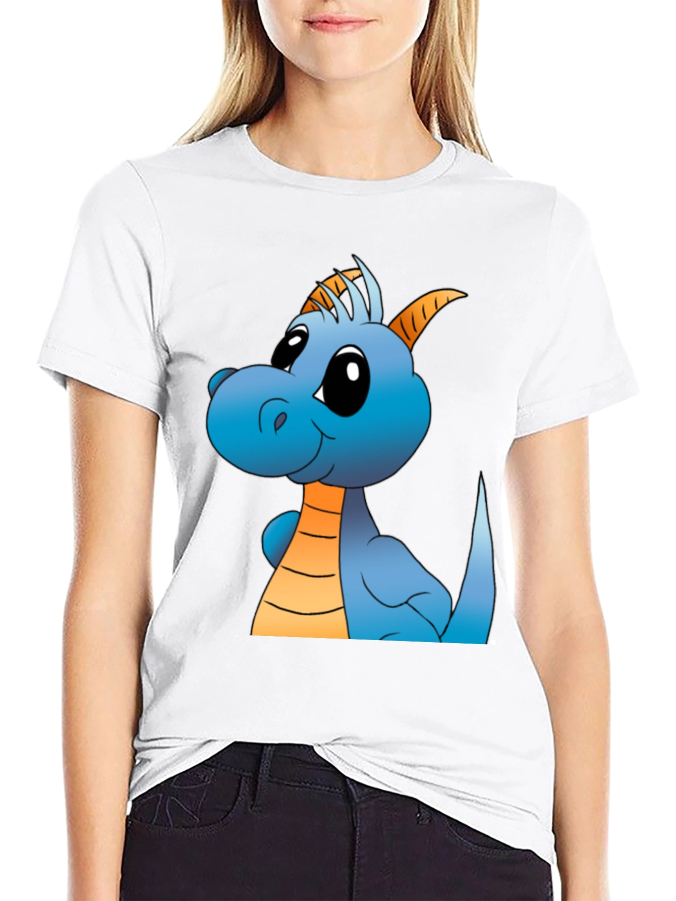 Cute Cartoon Dragon Black T-Shirt