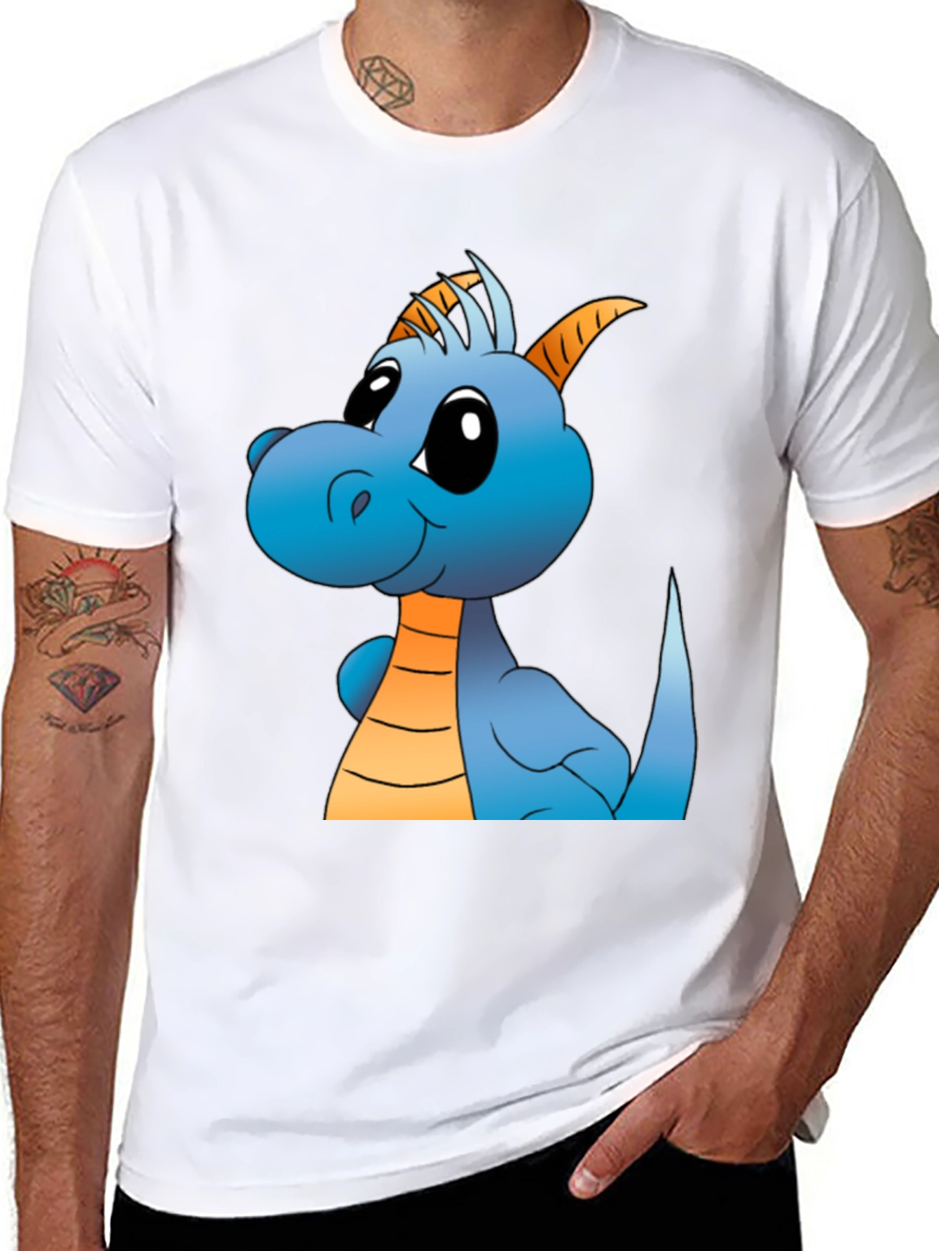 Cute Cartoon Dragon Black T-Shirt