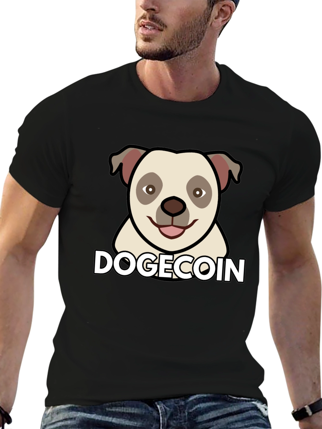 Dogecoin Graphic Tee - Black Cotton Blend T-Shirt