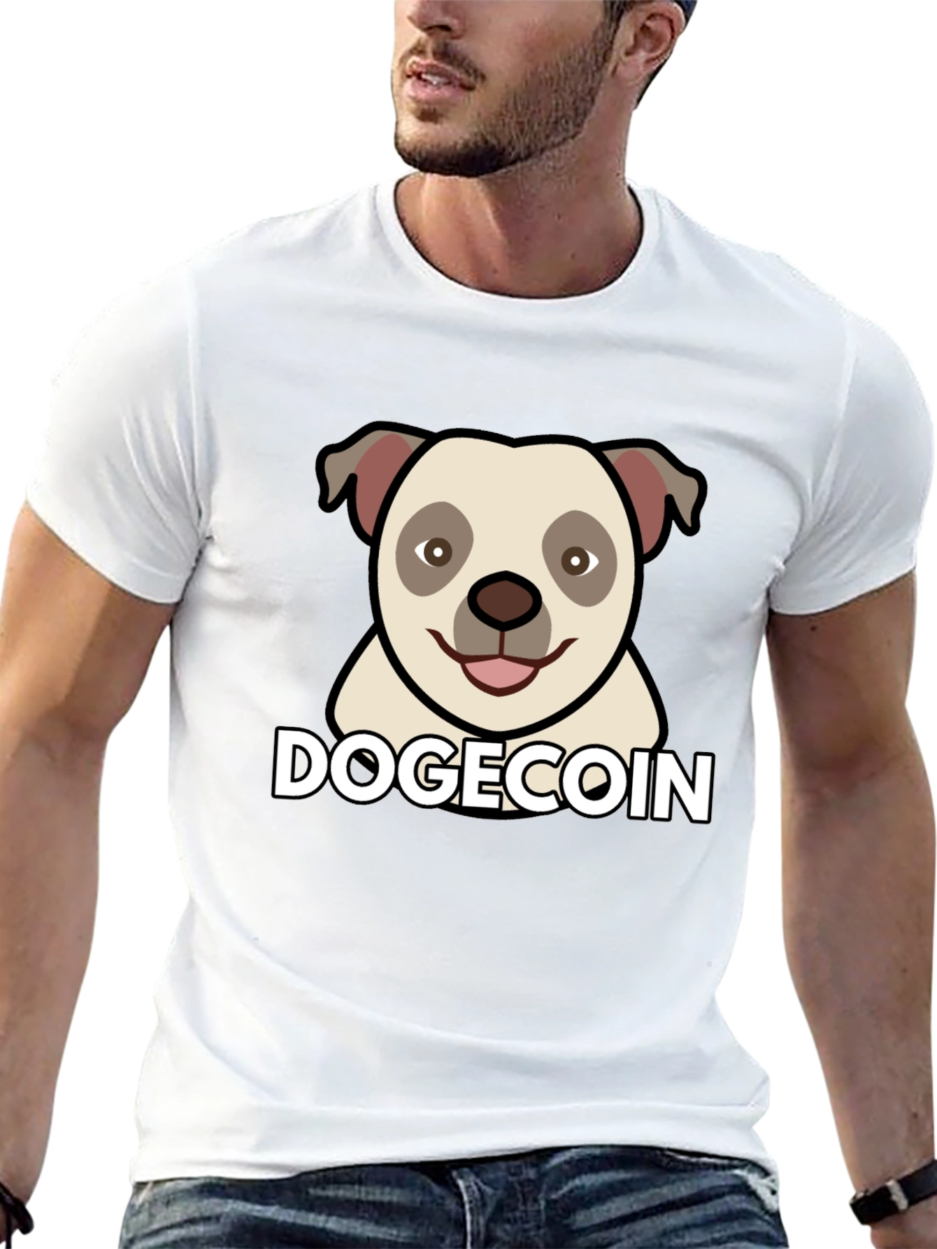 Dogecoin Graphic Tee - Black Cotton Blend T-Shirt
