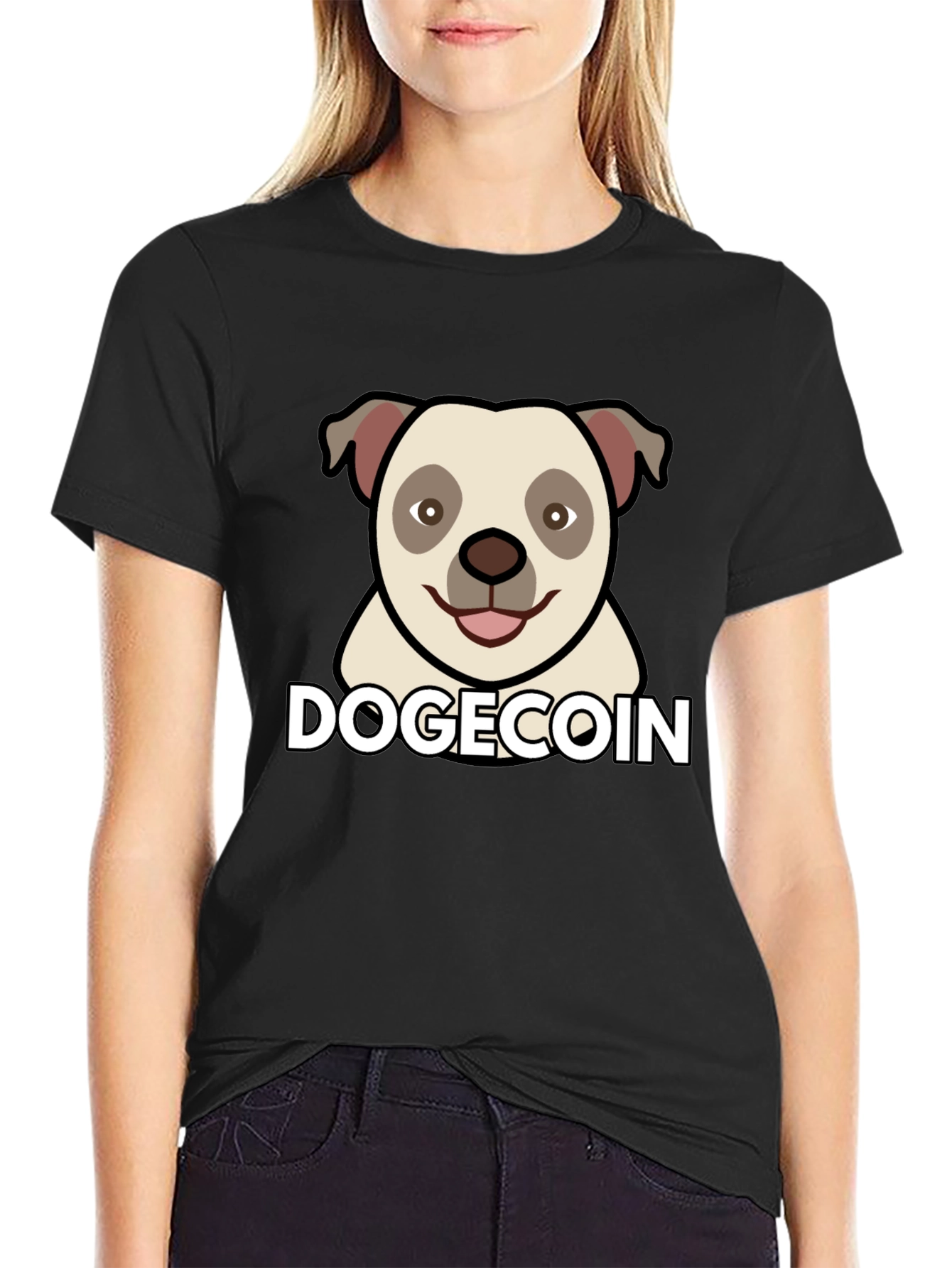 Dogecoin Graphic Tee - Black Cotton Blend T-Shirt