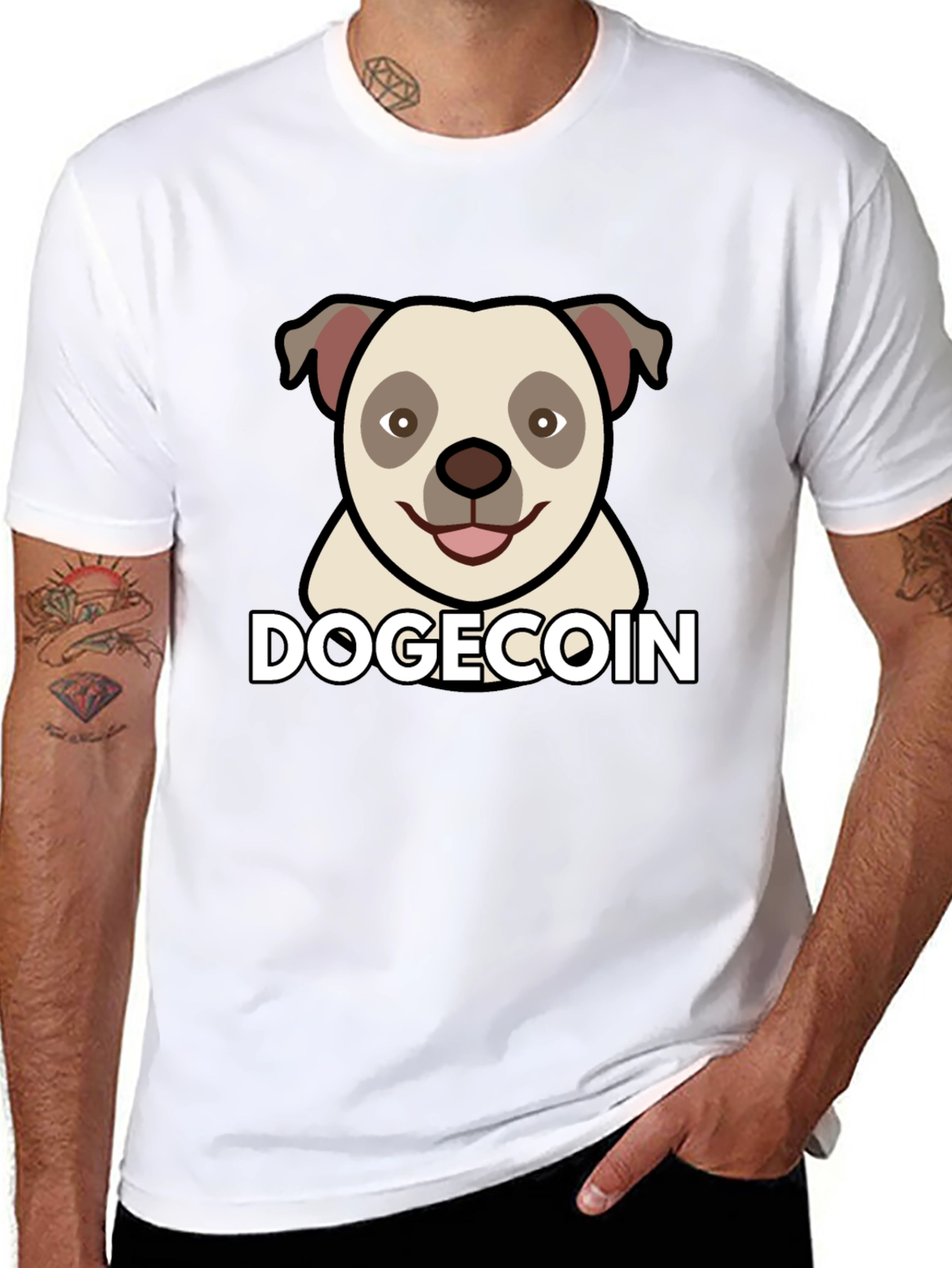 Dogecoin Graphic Tee - Black Cotton Blend T-Shirt