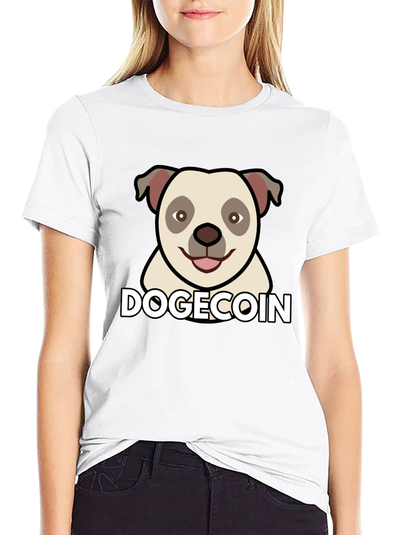 Dogecoin Graphic Tee - Black Cotton Blend T-Shirt