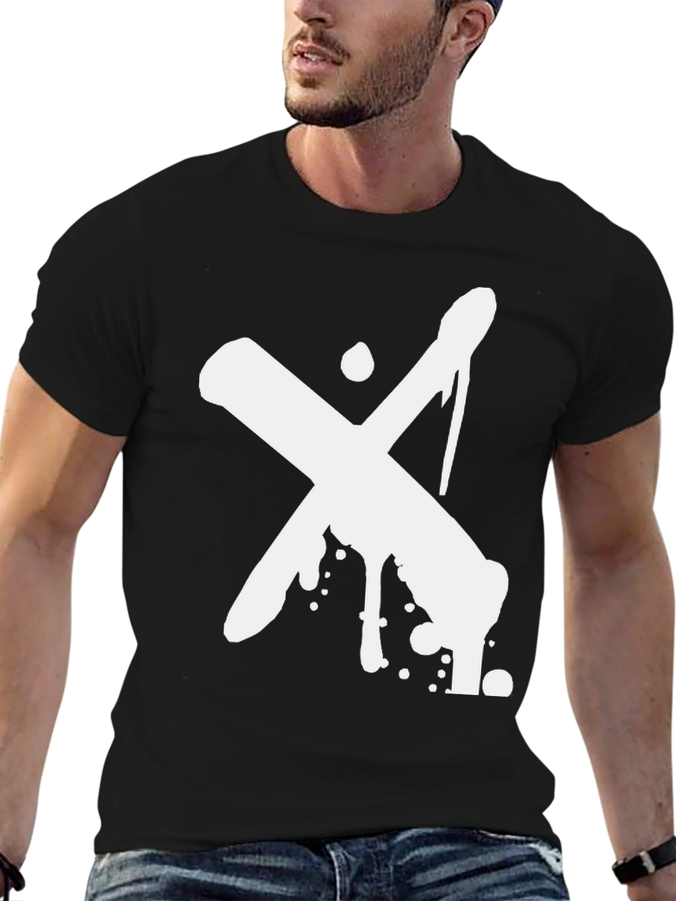 Abstract X Graphic Black T-Shirt