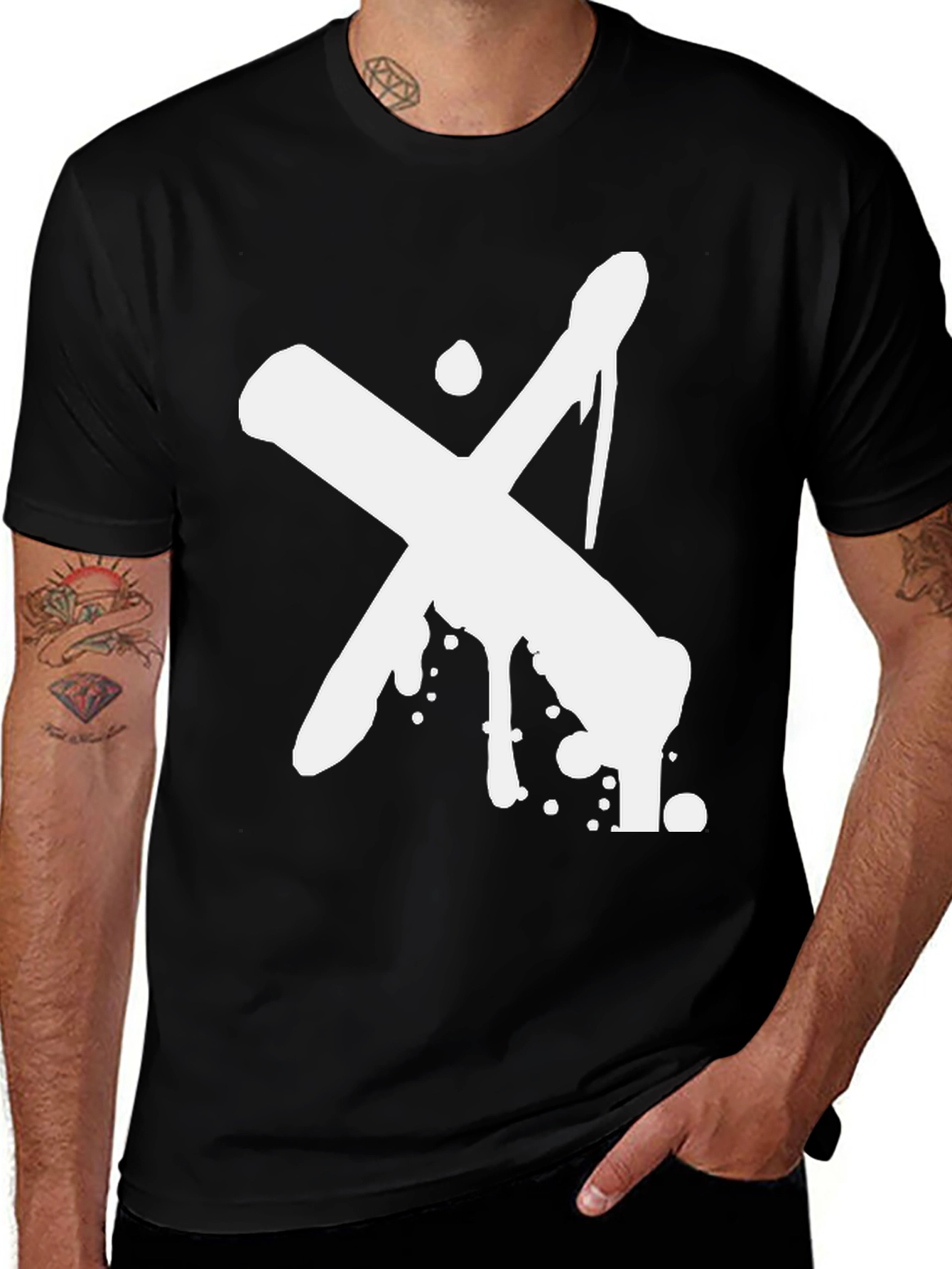 Abstract X Graphic Black T-Shirt