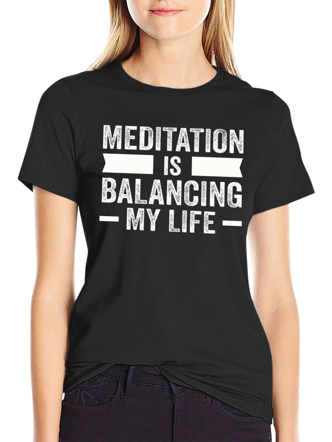 Meditation Balancing My Life Black T-Shirt