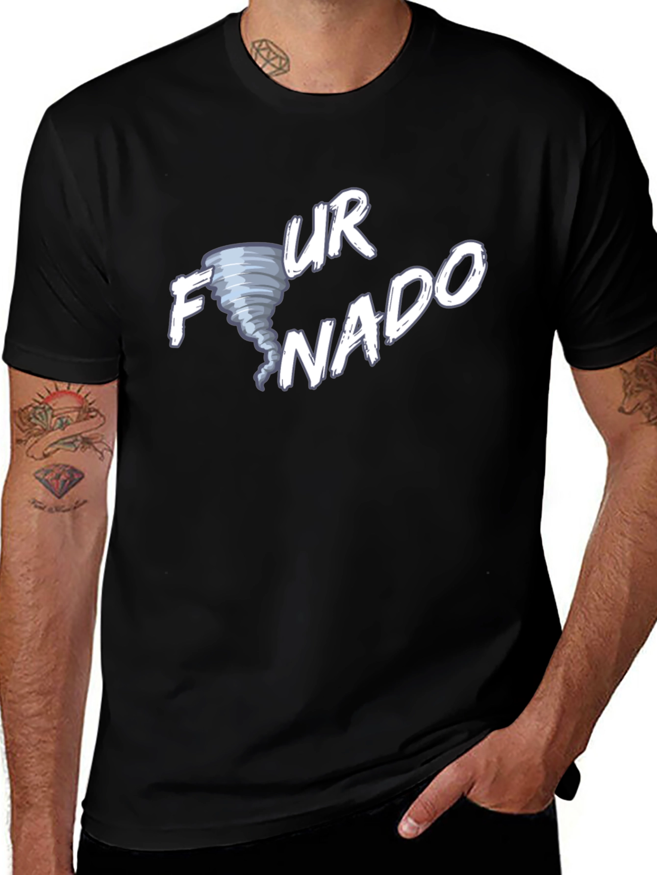 Funny Tornado Graphic Tee - Black Cotton T-Shirt